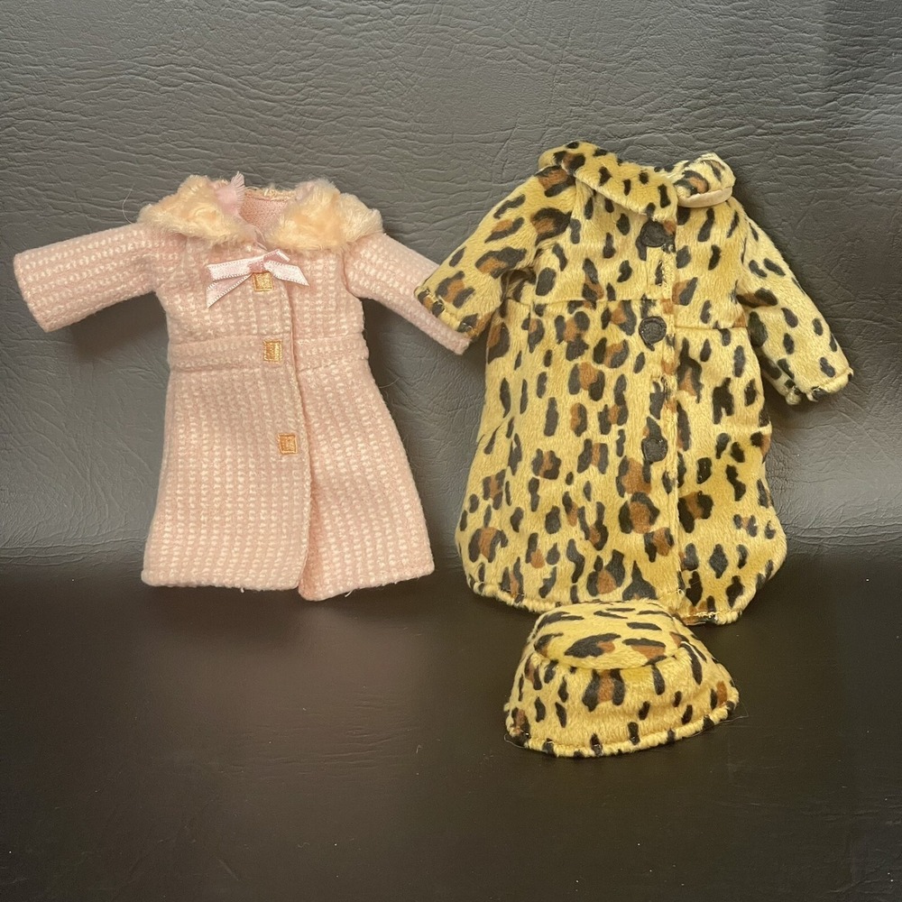 Manhattan Toy Groovy Girls Leopard Print Coat Hat / Pink Fur Collar Bow Lot of 2